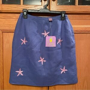 CJ Laing NWT sapphire a line starfish skirt 100% linen size 6